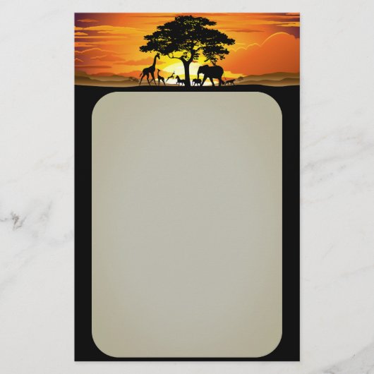 Wilde Tiere auf der afrikanischen Savanna Sunset Briefpapier (Vorderseite)