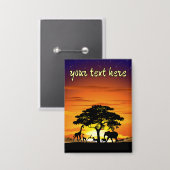 Wilde Tiere auf der afrikanischen Savanna Sunset Button (Vorderseite/Rückseite)