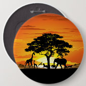 Wilde Tiere auf der afrikanischen Savanna Sunset Button (Vorne & Hinten)