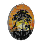 Wilde Tiere auf der afrikanischen Savanna Sunset Dartscheibe (Vorderseite Links)