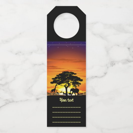 Wilde Tiere auf der afrikanischen Savanna Sunset Flaschenanhänger (Vorderseite)