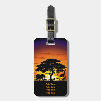 Wilde Tiere auf der afrikanischen Savanna Sunset Gepäckanhänger