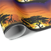 Wilde Tiere auf der afrikanischen Savanna Sunset Geschenkpapier (Rolleneckpunkt)
