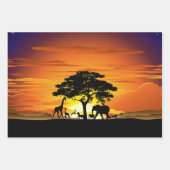 Wilde Tiere auf der afrikanischen Savanna Sunset Geschenkpapier Set (Vorderseite)