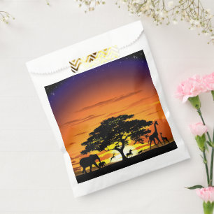 Wilde Tiere auf der afrikanischen Savanna Sunset Geschenktütchen