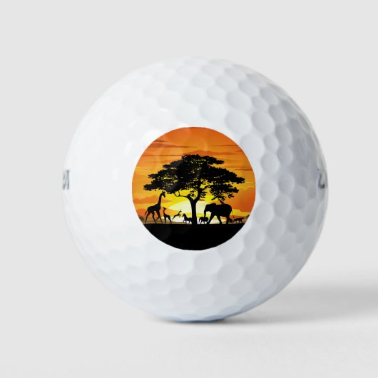 Wilde Tiere auf der afrikanischen Savanna Sunset Golfball (Vorderseite)