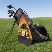 Wilde Tiere auf der afrikanischen Savanna Sunset Golfhandtuch (Gras)
