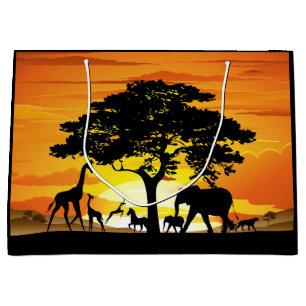 Wilde Tiere auf der afrikanischen Savanna Sunset Große Geschenktüte