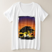 Wilde Tiere auf der afrikanischen Savanna Sunset Große Größe T-Shirt (Design vorne)
