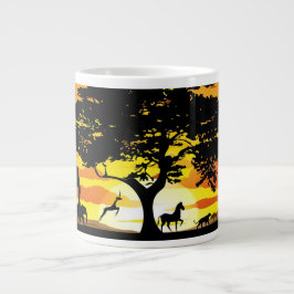 Wilde Tiere auf der afrikanischen Savanna Sunset Jumbo-Tasse
