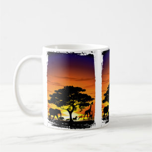 Wilde Tiere auf der afrikanischen Savanna Sunset Kaffeetasse