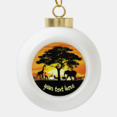 Wilde Tiere auf der afrikanischen Savanna Sunset Keramik Kugel-Ornament (Vorderseite)