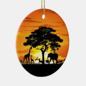 Wilde Tiere auf der afrikanischen Savanna Sunset Keramik Ornament (Rechts)