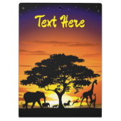 Wilde Tiere auf der afrikanischen Savanna Sunset Klemmbrett (Rückseite)