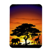 Wilde Tiere auf der afrikanischen Savanna Sunset Magnet (Vertikal)