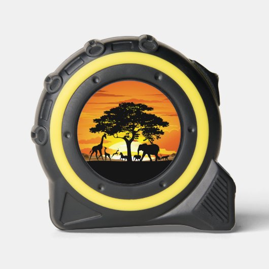 Wilde Tiere auf der afrikanischen Savanna Sunset Maßband (Vorderseite)