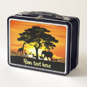 Wilde Tiere auf der afrikanischen Savanna Sunset Metall Brotdose (Vorderseite)