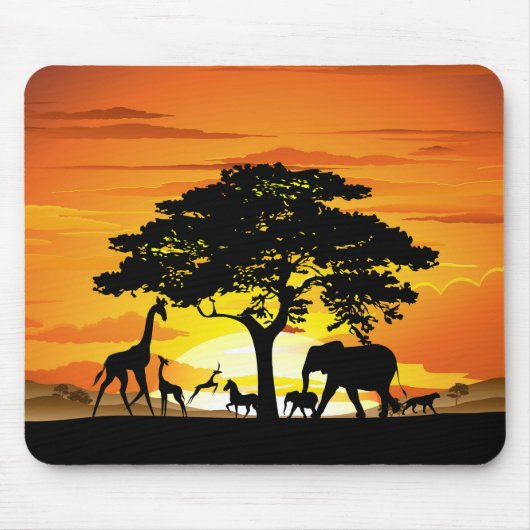 Wilde Tiere auf der afrikanischen Savanna Sunset Mousepad (Vorne)