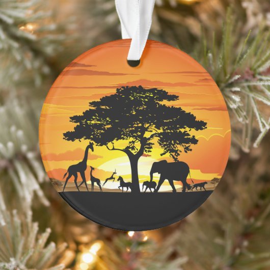 Wilde Tiere auf der afrikanischen Savanna Sunset Ornament (Baum)