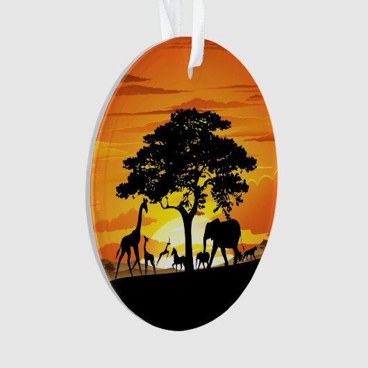 Wilde Tiere auf der afrikanischen Savanna Sunset Ornament (Vorderseite)