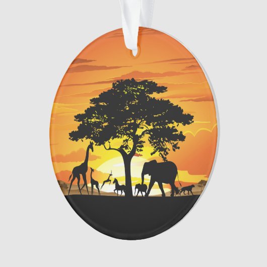 Wilde Tiere auf der afrikanischen Savanna Sunset Ornament (Vorderseite)