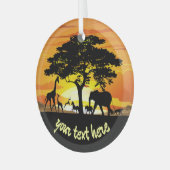 Wilde Tiere auf der afrikanischen Savanna Sunset Ornament Aus Glas (Vorderseite links)
