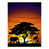 Wilde Tiere auf der afrikanischen Savanna Sunset Poster (Vorderseite)