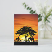 Wilde Tiere auf der afrikanischen Savanna Sunset Postkarte (Stehend Vorderseite)