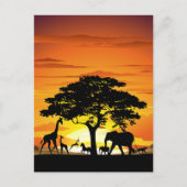 Wilde Tiere auf der afrikanischen Savanna Sunset Postkarte (Vorderseite)