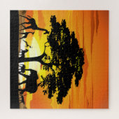 Wilde Tiere auf der afrikanischen Savanna Sunset Puzzle (Horizontal)