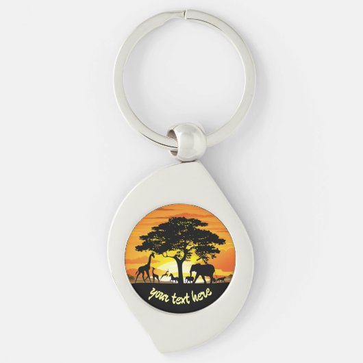 Wilde Tiere auf der afrikanischen Savanna Sunset Schlüsselanhänger (Vorderseite)