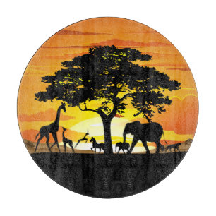 Wilde Tiere auf der afrikanischen Savanna Sunset Schneidebrett