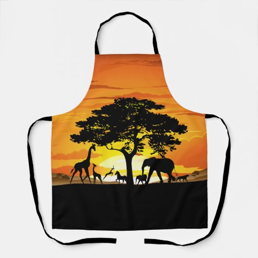 Wilde Tiere auf der afrikanischen Savanna Sunset Schürze (Vorderseite)