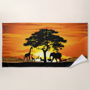 Wilde Tiere auf der afrikanischen Savanna Sunset Strandtuch