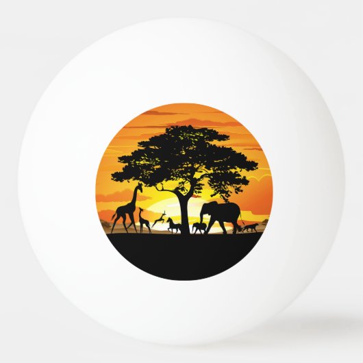 Wilde Tiere auf der afrikanischen Savanna Sunset Tischtennisball (Vorderseite)