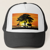 Wilde Tiere auf der afrikanischen Savanna Sunset Truckerkappe (Vorderseite)