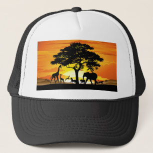 Wilde Tiere auf der afrikanischen Savanna Sunset Truckerkappe