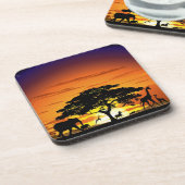Wilde Tiere auf der afrikanischen Savanna Sunset Untersetzer (Linke Seite)