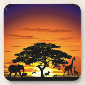 Wilde Tiere auf der afrikanischen Savanna Sunset Untersetzer (Vorderseite)