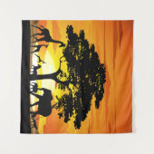 Wilde Tiere auf der afrikanischen Savanna Sunset Wandteppich (Vorderseite (Horizontal))