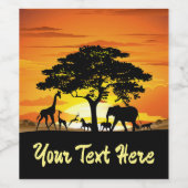 Wilde Tiere auf der afrikanischen Savanna Sunset Weinetikett (Einzelnes Label)
