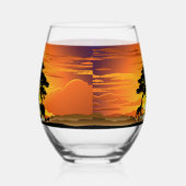 Wilde Tiere auf der afrikanischen Savanna Sunset Weinglas Ohne Stiel (Rechts)