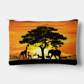 Wilde Tiere auf der afrikanischen Savanna Sunset Zubehörtasche