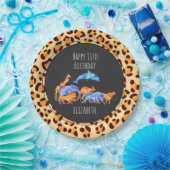 Wilde Tiere auf exotischem Leopard Print Birthday Pappteller (Party)