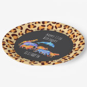 Wilde Tiere auf exotischem Leopard Print Birthday Pappteller (Schrägansicht)