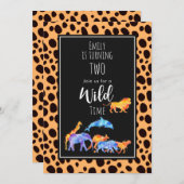 Wilde Tiere auf exotischen Geparden Print Birthday Einladung (Vorne/Hinten)