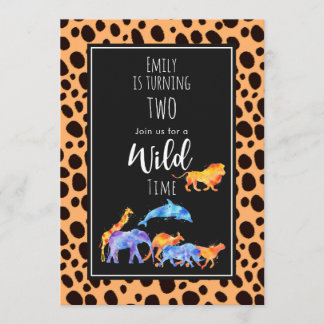 Wilde Tiere auf exotischen Geparden Print Birthday Einladung