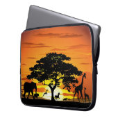 Wilde Tiere auf Savannah Sunset Electronics Bag Laptopschutzhülle (Vorderseite Links)
