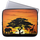 Wilde Tiere auf Savannah Sunset Electronics Bag Laptopschutzhülle (Vorderseite)