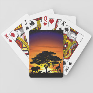 Wilde Tiere auf Savannah Sunset Playing Cards Spielkarten